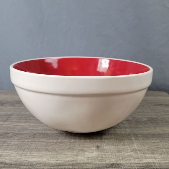 Rae Dunn Artisan Collection Ceramic White‎ & Red Gingerbread Mixing Bowl - Picture 2 of 6